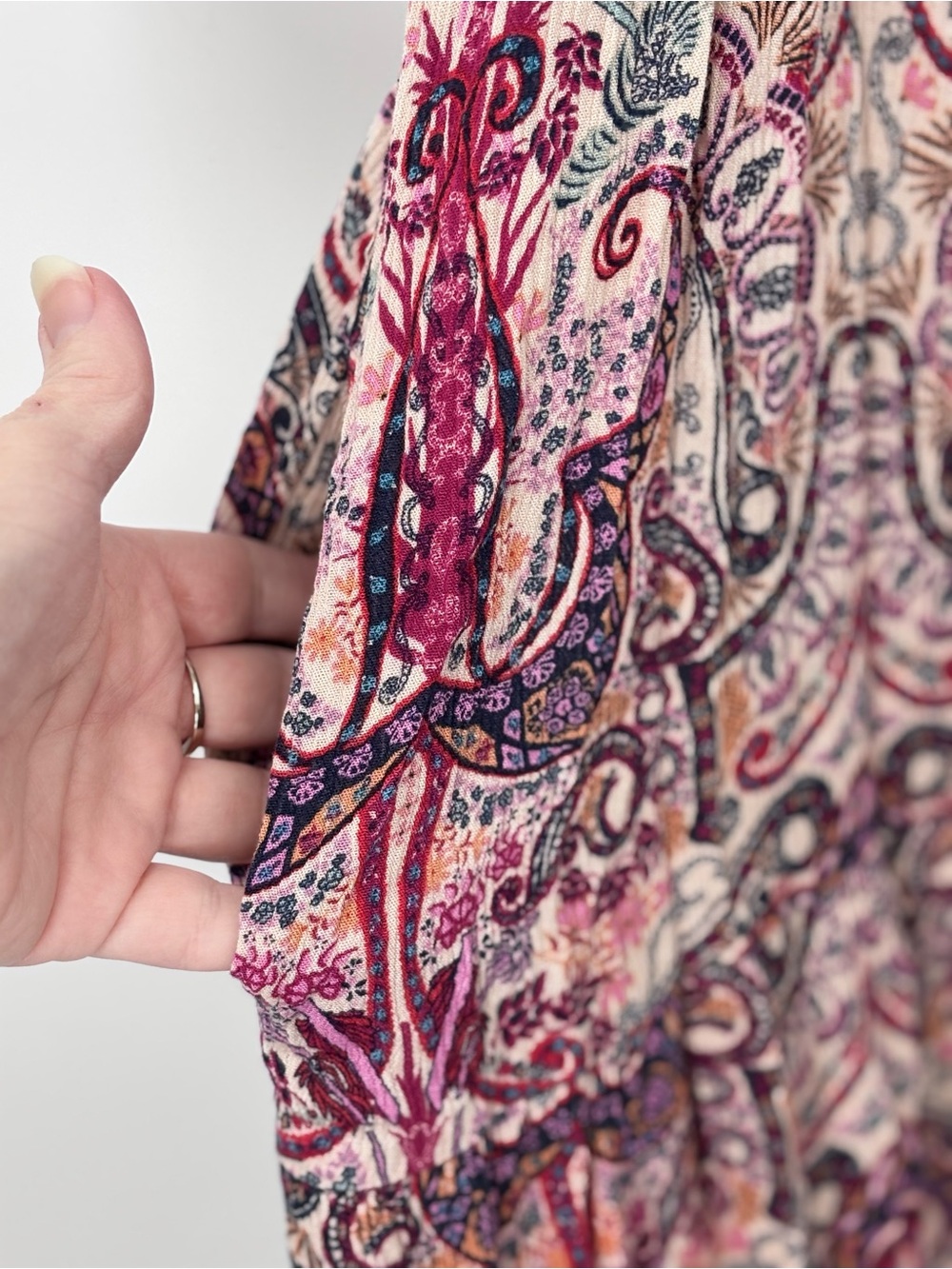 Knox Rose Paisley Babydoll Dress XXL Purple Red Multi Tiered Mini Boho pockets - Picture 7 of 11